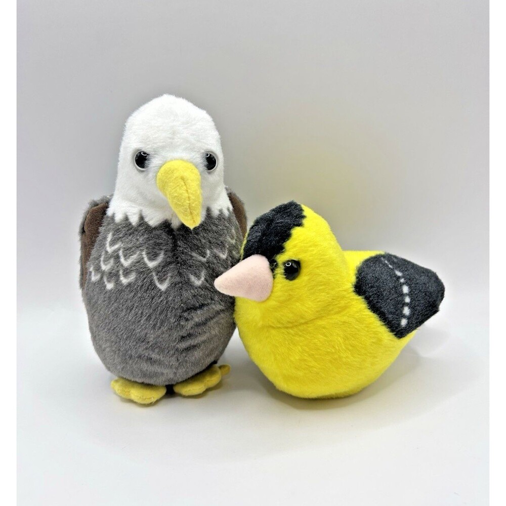 Wild Republic Audubon Birds Lot Of 2 Plush Bald Eagle + American Goldfinch Works